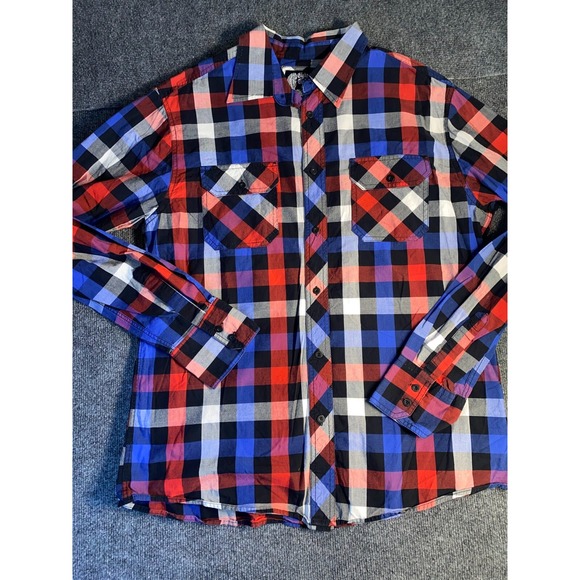 Eighty Eight Shirt Mens XL Multicolor Check Tumble Dry Low Stlth Art Button Down - Picture 1 of 6